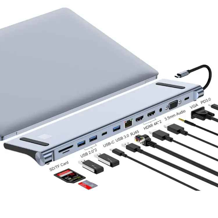 დოკ სადგური JSM-HUB022 JUNSUNMAY 12 in 1 Multifunctional USB C Hub Docking Station Adapter SD/TF Card Reader SYA0020787