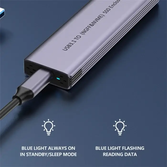 დისკის ყუთი S186 Aluminum Alloy NVME M.2 External Hard Drive Enclosure USB3.1 10Gbps SATA SSD Case SYA0026049