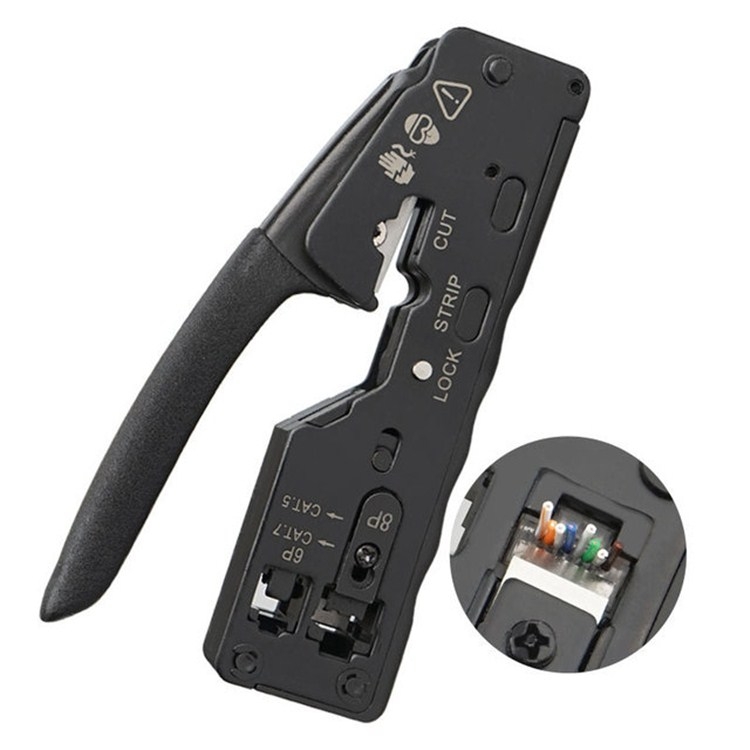 ჯეკონატორი Multifunctional Seven-type Through-hole Crystal Head 6P8P Wire Stripping Network Tool Extrusion Crimping Wire Network Cable Pliers
