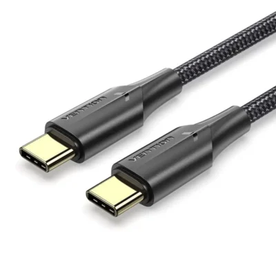 VENTION TAUBG Nylon Braided USB 2.0 C Male to C Male 3A Cable 1.5M Black LED Type