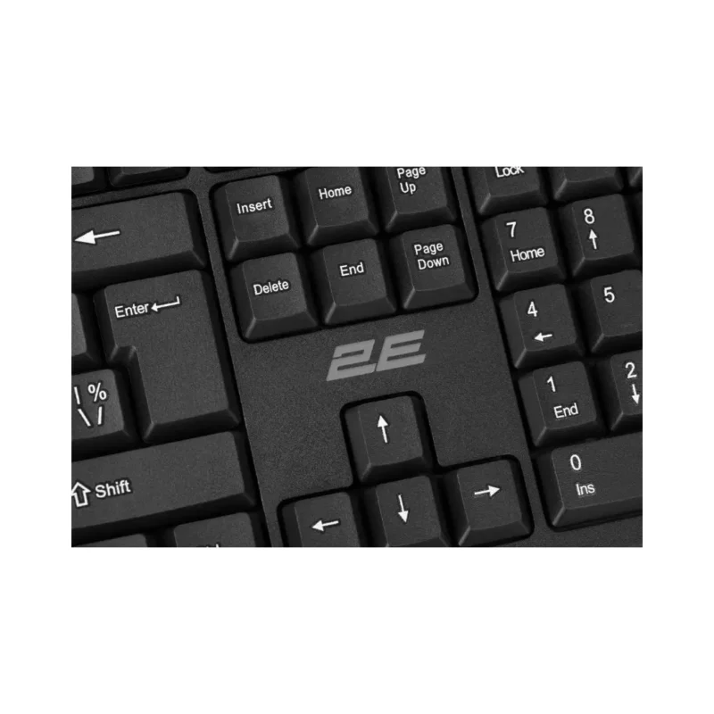 კლავიატურა სადენიანი 2E Keyboard membrane KS108 104key, USB-A, black