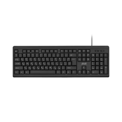 კლავიატურა სადენიანი 2E Keyboard membrane KS108 104key, USB-A, black