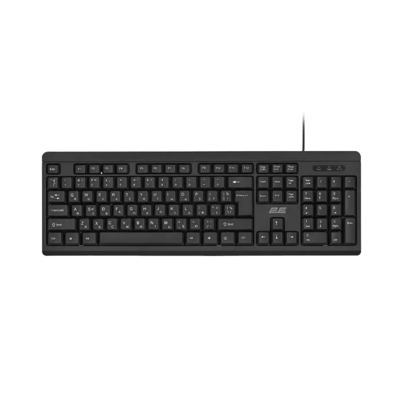 კლავიატურა სადენიანი 2E Keyboard membrane KS108 104key, USB-A, black
